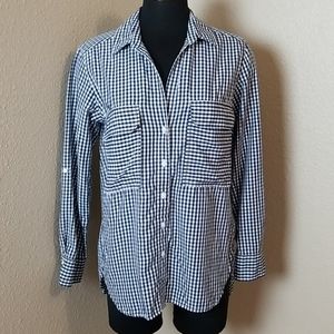 Zara Woman Black White Check Long Sleeve Shirt